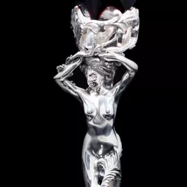 Хрустальные бокалы для вина "Адам и Ева" бордовые, на 2 персоны